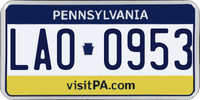 PA license plate LAO0953