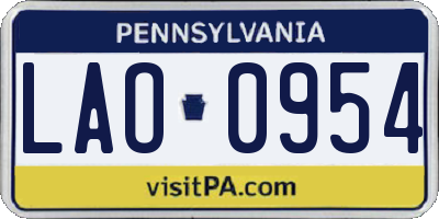 PA license plate LAO0954
