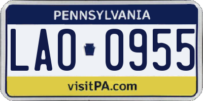 PA license plate LAO0955