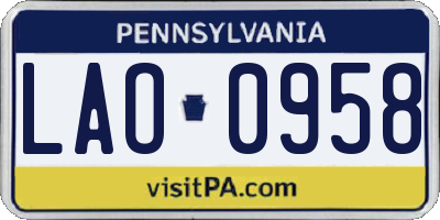 PA license plate LAO0958
