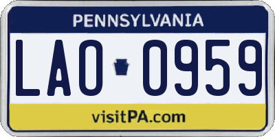 PA license plate LAO0959