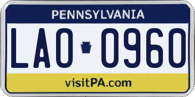 PA license plate LAO0960