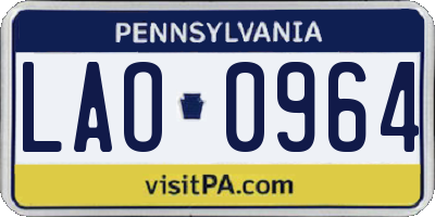 PA license plate LAO0964
