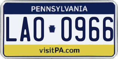 PA license plate LAO0966