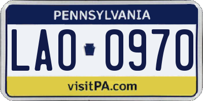 PA license plate LAO0970