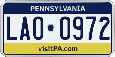 PA license plate LAO0972