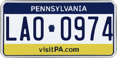 PA license plate LAO0974