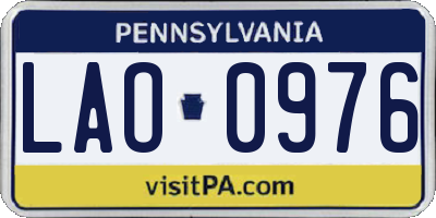 PA license plate LAO0976
