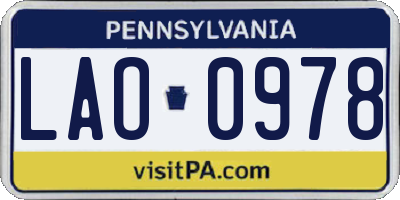 PA license plate LAO0978