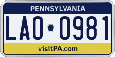PA license plate LAO0981