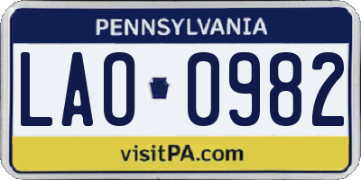 PA license plate LAO0982