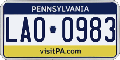 PA license plate LAO0983