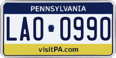 PA license plate LAO0990