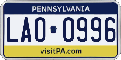 PA license plate LAO0996