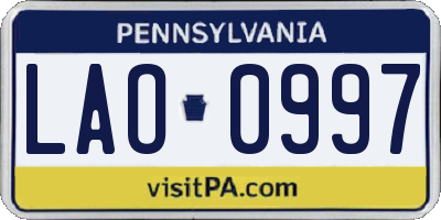 PA license plate LAO0997