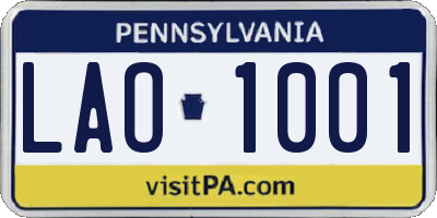 PA license plate LAO1001
