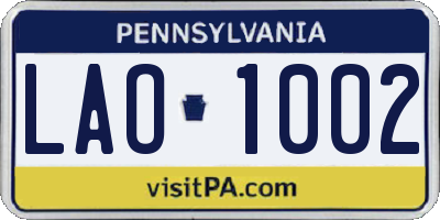 PA license plate LAO1002