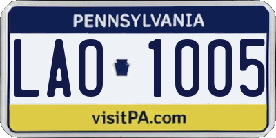 PA license plate LAO1005
