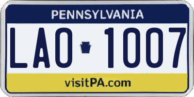 PA license plate LAO1007
