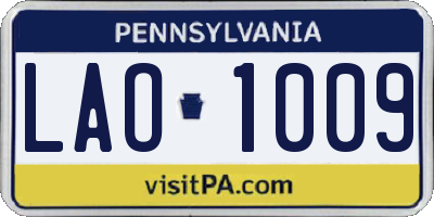 PA license plate LAO1009