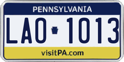 PA license plate LAO1013