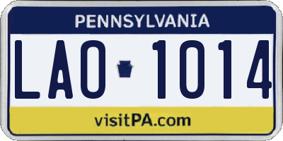 PA license plate LAO1014