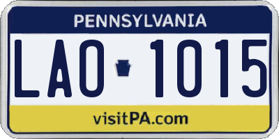 PA license plate LAO1015