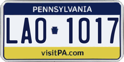PA license plate LAO1017