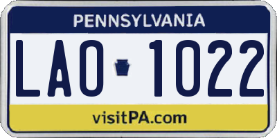 PA license plate LAO1022