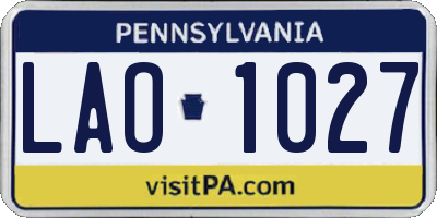 PA license plate LAO1027