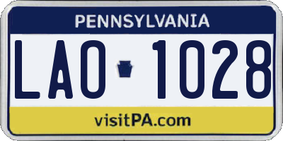PA license plate LAO1028