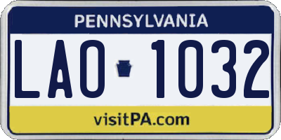 PA license plate LAO1032