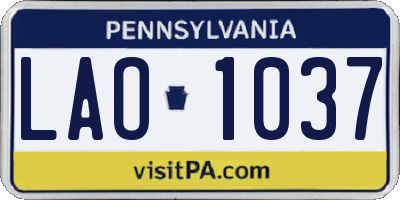 PA license plate LAO1037