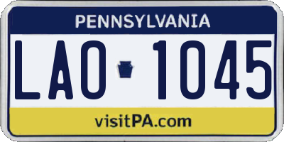 PA license plate LAO1045