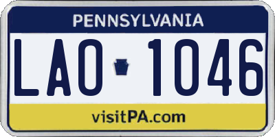PA license plate LAO1046