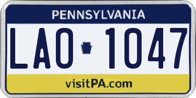 PA license plate LAO1047