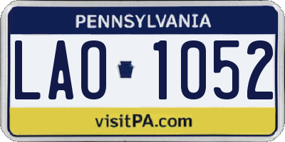 PA license plate LAO1052