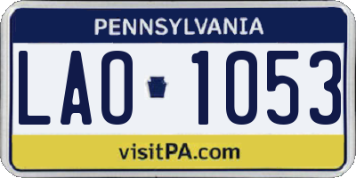 PA license plate LAO1053