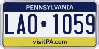 PA license plate LAO1059