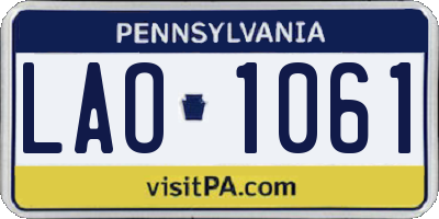 PA license plate LAO1061