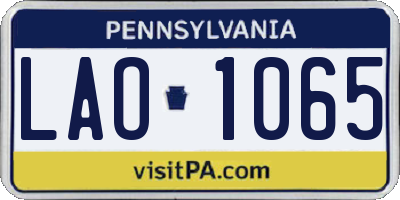 PA license plate LAO1065