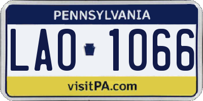 PA license plate LAO1066