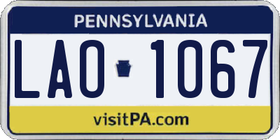 PA license plate LAO1067