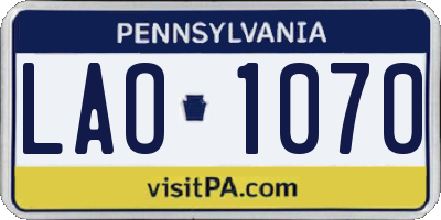 PA license plate LAO1070