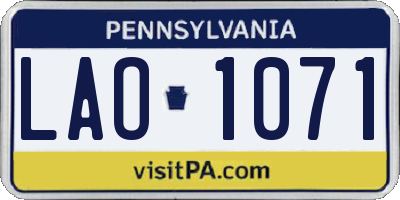 PA license plate LAO1071