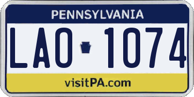 PA license plate LAO1074