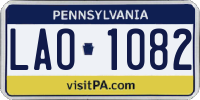 PA license plate LAO1082
