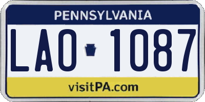 PA license plate LAO1087