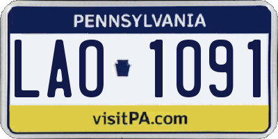 PA license plate LAO1091