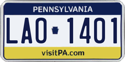 PA license plate LAO1401
